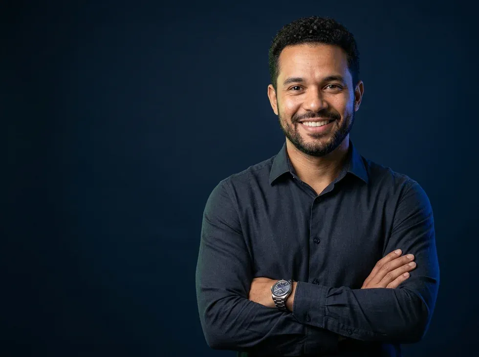 Especialista da Deppes, de braços cruzados, sorrindo